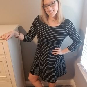 Maison Jules Striped Fit & Flare Dress